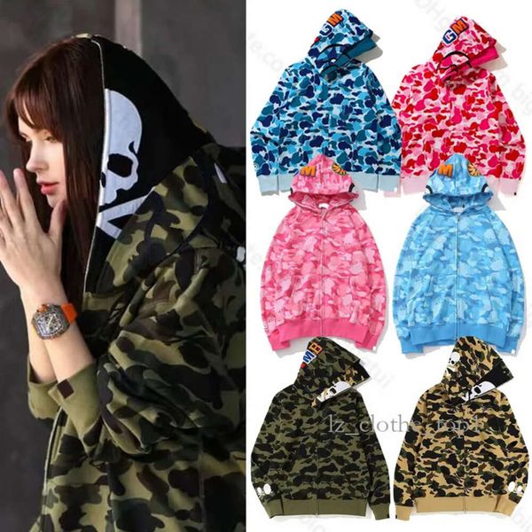 Sudadera con capucha de diseñador para hombre Sudadera con capucha de tiburón con cremallera completa para mujer Chaqueta de camuflaje negra Sudadera con capucha azul Suéter para mujer para hombre Cárdigan de lana con tecnología de manga larga 565