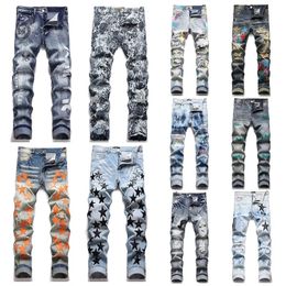 Jeans de concepteur masculin broderie hip hop joker pantalon denim hommes pantalon de pantalon mince élastique mince élastique