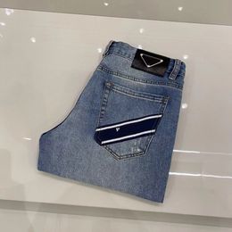 Designerjeans voor heren Letter Slim Casual Triangle Label Diamond Street Fashion Zwarte herenbroek Effen jeans