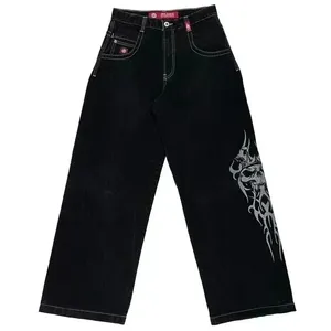 Herenontwerper jeans retro baggy harajuku denim jnco y2k heren dames lage stijging hiphop zwarte rechte breedbeen broek jnco jeans punk broek streetwear 184