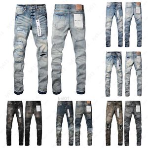 Designer masculin hommes jeans violets marques denim pantalon ruine pantalon de trous de qualité broder Bikeur dérangé