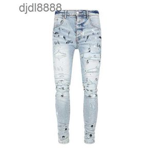 Heren designerbroek amira New Broken Dotted Blue Fashion Trend Herenjeans