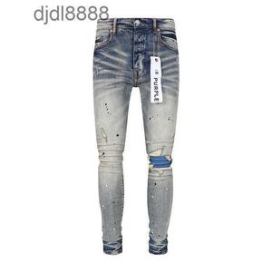 Pantalons de créateurs pour hommes Purple Brand Jeans Light Grey Knee Patch Speckled Ink Mens Shop