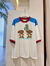 Polo de diseñador para hombres Polo de lujo Gu camiseta de polo de peluche estampado de oso pequeño diseño de moda de manga corta de manga corta ropa de verano