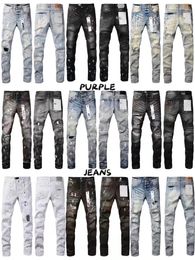 Designer masculin Ripped Biker Slim Sket Skinny Pants Designer True Stack Fashion Jeans Tendance Brand Vintage Pant Purple Brand Jeans