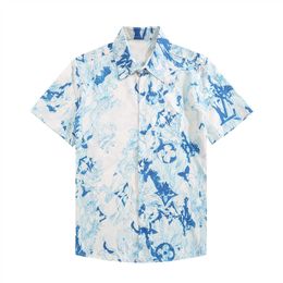 Camisa de diseñador para hombre, camisa informal de manga corta con botones, camisa de bolos estampada, camiseta transpirable de estilo playero, ropa #526