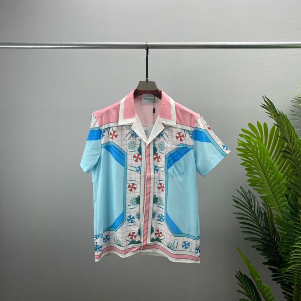 Chemise de designer pour hommes été à manches courtes chemise décontractée boutonnée chemise de bowling imprimée style de plage T-shirt respirant vêtements # 115