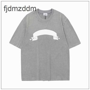 Herenontwerper Korte mouwen vragen gewassen gesneden en gedragen rolprint High Street Fashion Brand Casual Mens Dames dezelfde stijl mouwen T-shirt