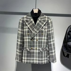 Costume de créateur masculin chute veste masculine Blazer Coton Veste en coton Plaid décontracté plus taille M-4xl