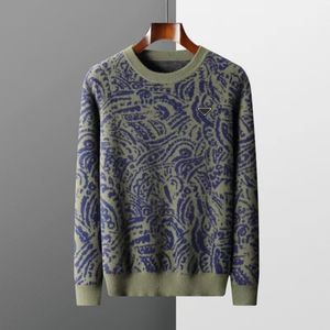 Men's Designer Sweater Pull pour Homme 100% Pure Laine Pull Homme 2023 Automne/Hiver Nouveau Col Rond Pull Tricot Jacquard Épaissi Thermique Sous-Pull