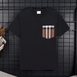 Herren-Designer-T-Shirt, lässige Mode für Herren und Damen, schwarz-weißes Taschenkaro-Kurzarm-Oberteil von luxu265V