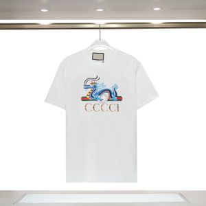 Heren Designer t-shirt Mode paar t-shirts drakenprint letter casual kort Shirt mouwen Zwart en wit mannelijk T-stukken Katoentextuur Kleding Aziatische maat S-2XL
