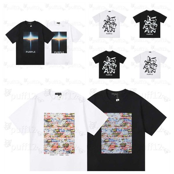 T-shirt de marque pour hommes Purple Brand T-shirt Summer Fashion Alphabet Print Graffiti Haute qualité Double coton Anime Casual T-shirt à manches courtes pour hommes Chemise Vêtements S-XL