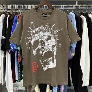 Designer-T-shirt voor heren, retro schedel-rozenprint, los en veelzijdig T-shirt met ronde hals en korte mouwen