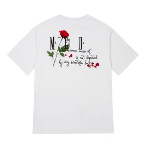 Designer T-shirt voor heren Zomer Nieuw Land Tide Rose Driedimensionaal Bloemknopborduurwerk Casual heren en dames met losse korte mouwen