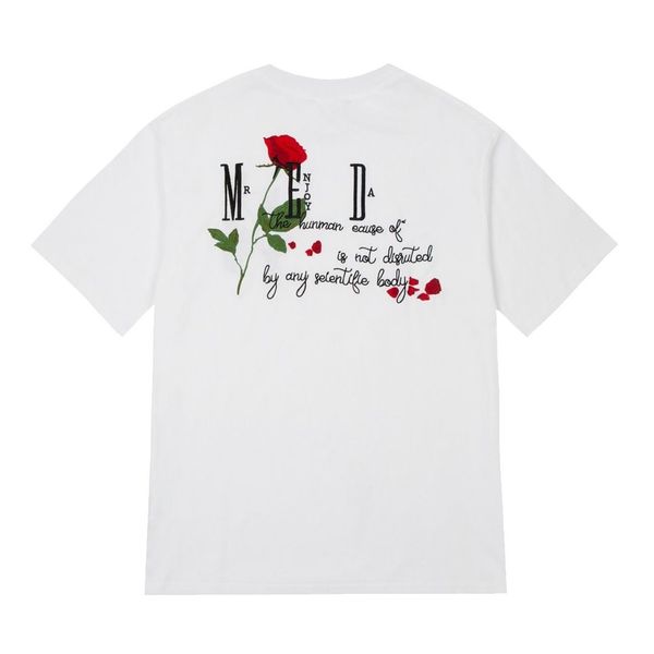 Camiseta de diseñador para hombre Verano Nuevo País Marea Rosa Tridimensional Brote de flor Bordado Casual Hombres y mujeres con mangas cortas sueltas