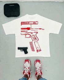 T-shirts de créateurs pour hommes Y2K Chemise Hommes Hip Hop en imprimé graphique Col rond Coton T-shirt surdimensionné Gothique Tops à manches courtes