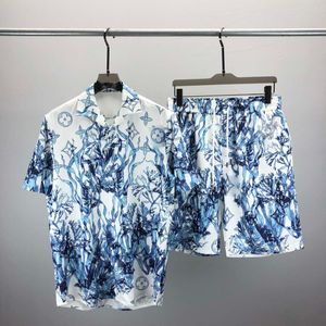 Designer trainingspak voor heren Casual overhemd met korte mouwen en geometrische print Heren strandshorts Stijlvol zwempakshirt M-3XL #006