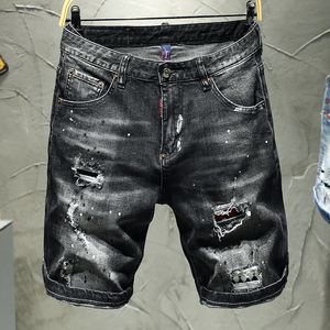 Men's Desinger New Men Vintage Ripped Jeans Streetwear Hole Slim Denim Shorts Male Brand Vêtements