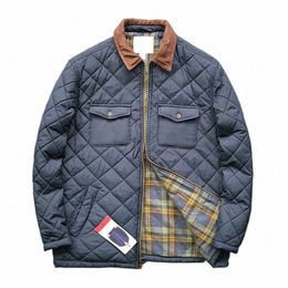 Diamd Check Clamp Cott Jacket impermeable con bolsillo Cargo Cott Abrigos Vintage Casual Cott Outerwear Masculino P2Qy #