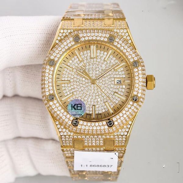 Reloj de diamantes para hombre Full Star de alta calidad nueva tecnología antihuellas bajo el sol toque colorido mejor redondez sin rayar el rey de acero más fuerte