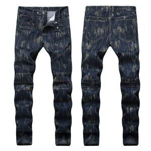 Mannen Verontruste Ripped Skinny Jeans Mode Heren Jeans Slanke Motorfiets Moto Biker Heren Denim Broek Hip Hop Mannen Jeans 1238