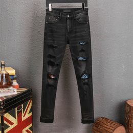 Jeans pour hommes pantalons pour hommes designer noir autocollants skinny lavage léger déchiré moto rock revival joggers vraies religions men28-40