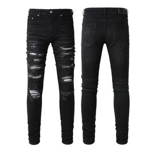 Heren noodlijdende gescheurde skinny jeans heren jeans slanke motorfiets Moto Biker causale heren denim broek hiphop heren jeans119