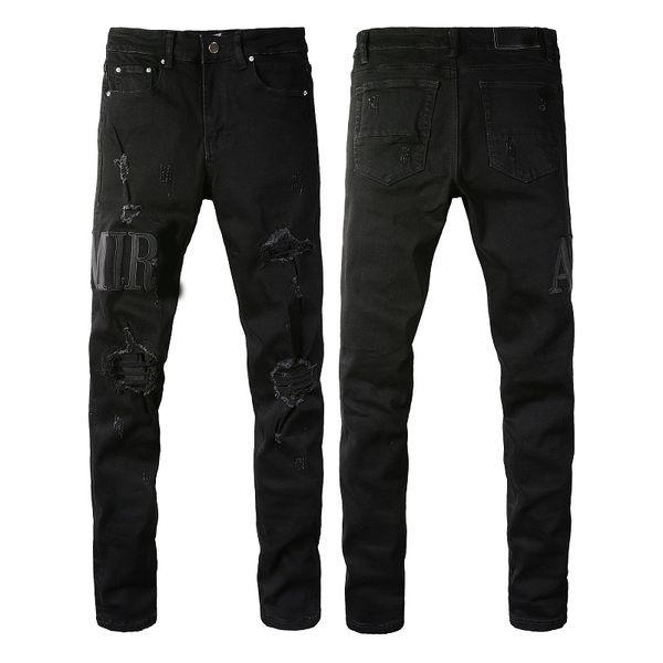 Pantalones vaqueros pitillo desgastados desgastados para hombre, pantalones vaqueros ajustados para motocicleta, motociclista, informales, pantalones vaqueros para hombre, pantalones vaqueros de Hip Hop para hombre 118