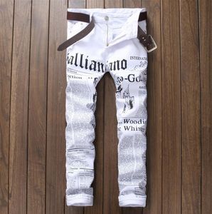 Jeans skinny déchirés en détresse pour hommes Nouvelle mode Blanc Slim Mens Designer Jeans Moto Biker Pantalons décontractés