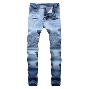 Hommes en détresse déchiré maigre mince Moto Biker casual hommes Denim pantalon Hip Hop hommes jean s