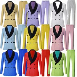 Tuxedos de marié à double boutonnage pour hommes, châle, revers, mariage, décontracté, Busin Boutique, costumes imprimés, 2 pièces, 54xL #