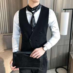 Costume à Double boutonnage pour hommes, gilet de smoking de mariage personnalisé, Business décontracté