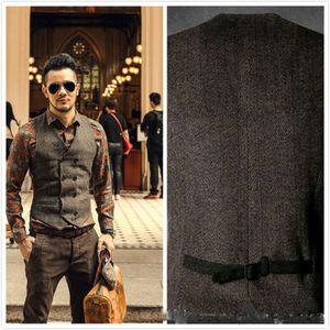 Costume à double boutonnage pour hommes, motif à chevrons, col en v, décontracté, Business, meilleur homme, gilet de mariage