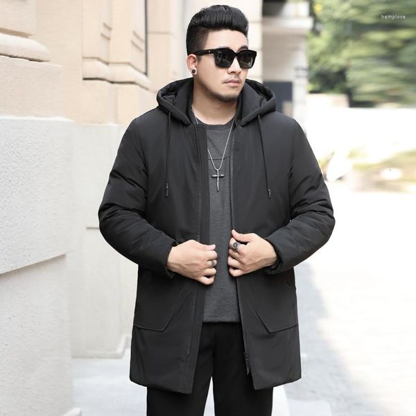 Chaqueta larga de plumón para hombre 10XL 6XL 5XL, abrigo de invierno, Parkas negras lisas, abrigo grueso y cálido de talla grande para hombre