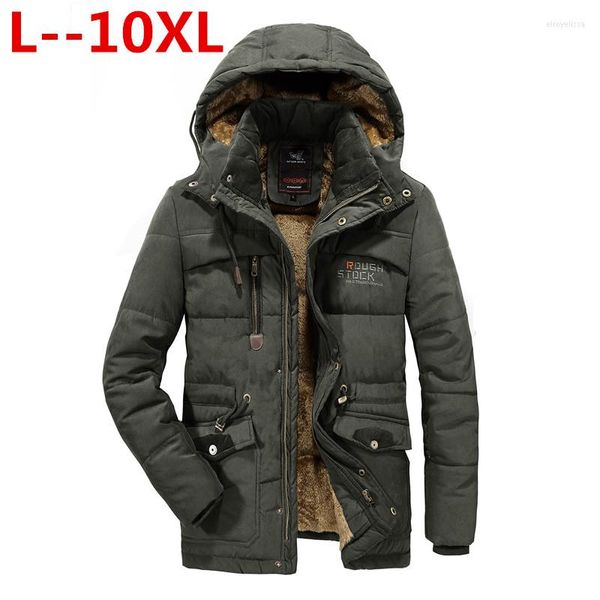 Chaqueta de invierno de plumón para hombre, 12XL, 10XL, 8XL, 2023, gruesa, cálida, de Color sólido, sombrero, desmontable, necesario, verde militar, caqui, azul marino