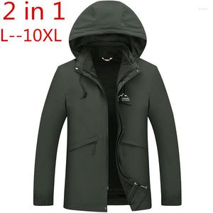 Men's Down 2 In 1 Fit Jacket Brand de alta calidad impermeable Abrigo Windbreaker Winter Men Male Rain Parka 10xl 8xl