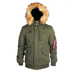 Heren down 2022 katoenen winter buiten dikke warme bont kap kort bomber jas parka jas casu casual olijfgroen zwart zwart