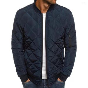 Chaqueta de algodón con cuello levantado y rombos para hombre, abrigo corto informal acolchado de algodón, otoño e invierno, 2022