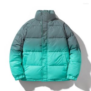 Hommes vers le bas 2022 Boxy Puffer Parka hommes dégradé veste réfléchissante Streetwear jeunesse vêtements automne hiver épaissir chaud manteau Hip Hop Style