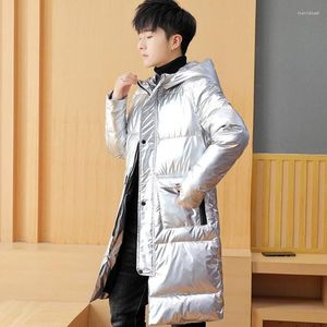 Veste d'hiver pour hommes en bas 2022 Fashion hommes manteau lumineux droit à capuchon long vestime épais par parkas chauds