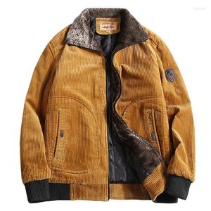 Heren down 2022 winter heren warme corduroy jassen en jassen fleece beklede dikke thermische parka's vlucht bommenwerper bovenkleding plus maat m-6xl