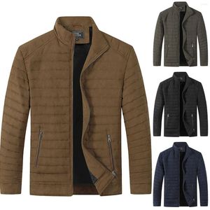 Veste chaude décontractée à rayures de couleur unie pour homme, manteau à manches longues et col montant, grande taille, collection hiver 2022