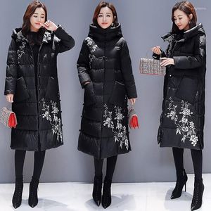 Heren down 2023 herfst en winter zipper mode comfortabele slanke lange Chinese stijl elegante katoenen damesjas