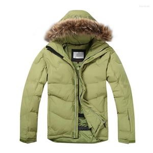 Heren Down 2023 Hoogwaardige mannen Duck Jacket Winter Coats Raccoon Fur Fashion Waterdichte Outwear Parka Homme