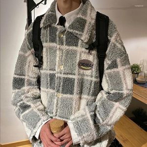 Heren Down 2023 Heren Winter Gevotte jas Plaid Parka Hip Hop Jacket voor mannen Fleece Flocking Warm Outwear Wind Breaker Streetwear Harajuku