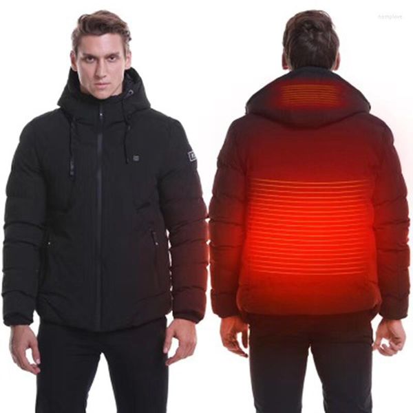 Hommes vers le bas 2023 NWE hommes/femmes hiver chaud USB vestes chauffantes Thermostat intelligent couleur Pure à capuche vêtements chauffants étanche