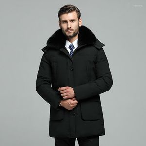 Hommes vers le bas 2023 manteau d'hiver col fourrure naturelle grande taille longue veste pour hommes 186 Kj3048