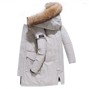 Hommes duvet-30 degrés amoureux blanc canard veste hiver manteau hommes mode à capuche col de fourrure Long épais garder au chaud Parkas