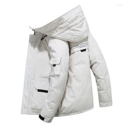 Chaqueta de arroz de pato blanco de 4 colores para hombre, moda de invierno 2023, informal, gruesa, cálida, con capucha, abrigo suelto, marca masculina